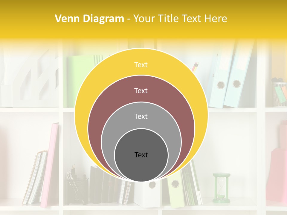 A Book Shelf Filled With Binders And Folders PowerPoint Template