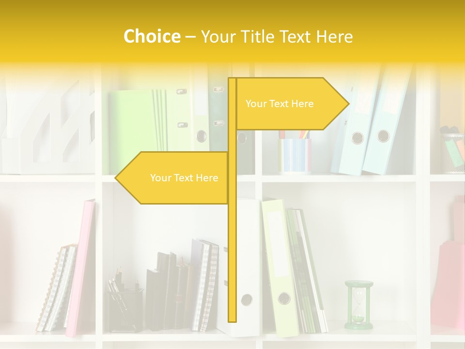 A Book Shelf Filled With Binders And Folders PowerPoint Template