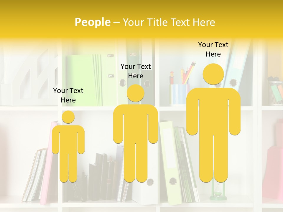 A Book Shelf Filled With Binders And Folders PowerPoint Template