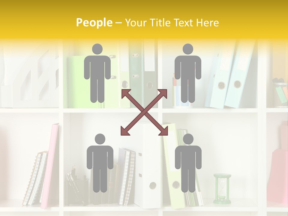 A Book Shelf Filled With Binders And Folders PowerPoint Template