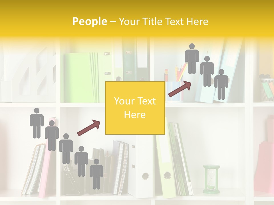 A Book Shelf Filled With Binders And Folders PowerPoint Template