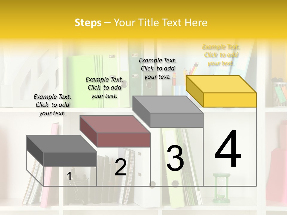 A Book Shelf Filled With Binders And Folders PowerPoint Template