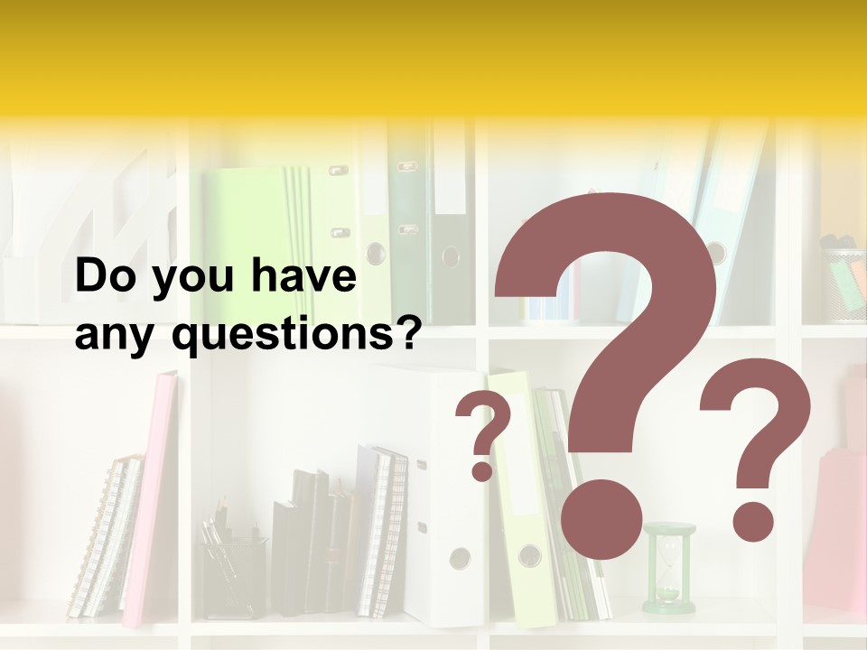 A Book Shelf Filled With Binders And Folders PowerPoint Template