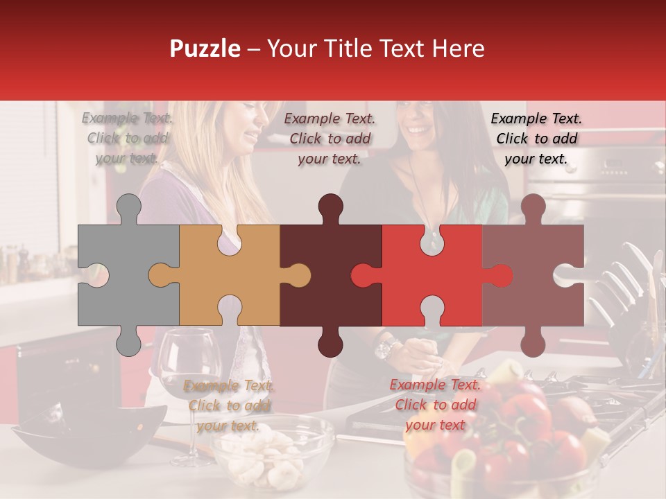 Two Women Standing In A Kitchen Preparing Food PowerPoint Template