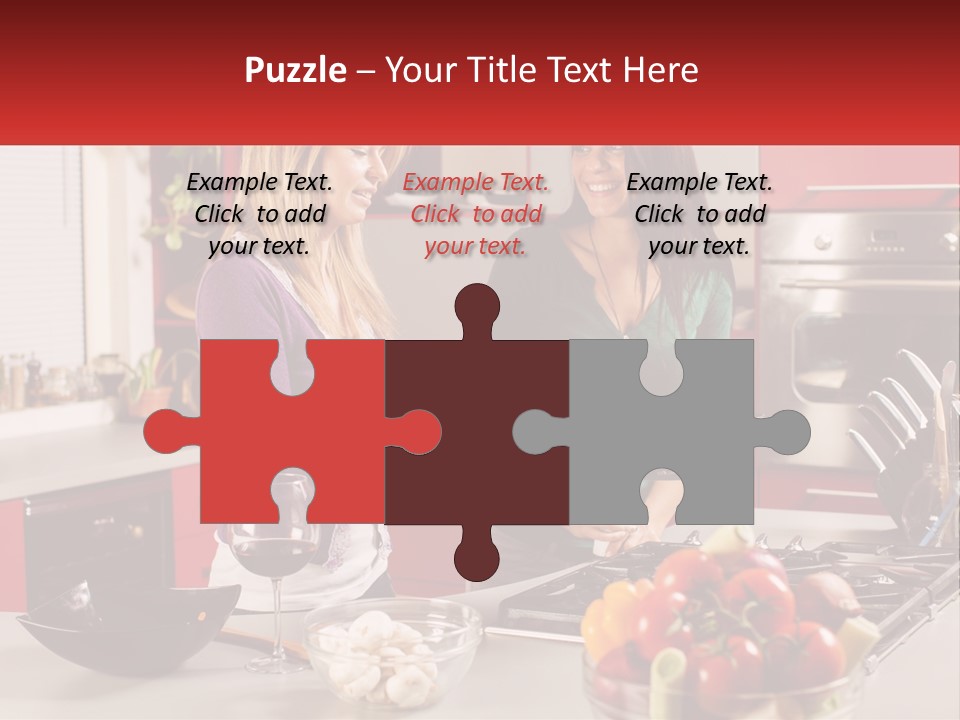 Two Women Standing In A Kitchen Preparing Food PowerPoint Template