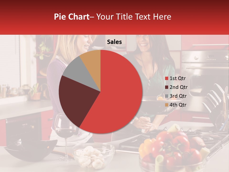Two Women Standing In A Kitchen Preparing Food PowerPoint Template