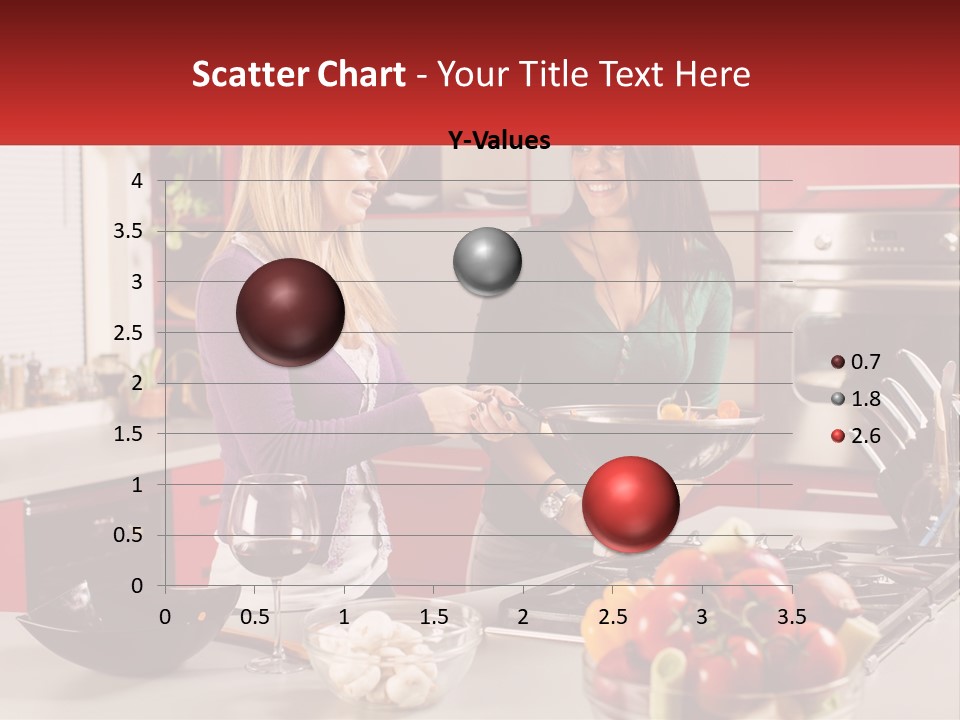 Two Women Standing In A Kitchen Preparing Food PowerPoint Template