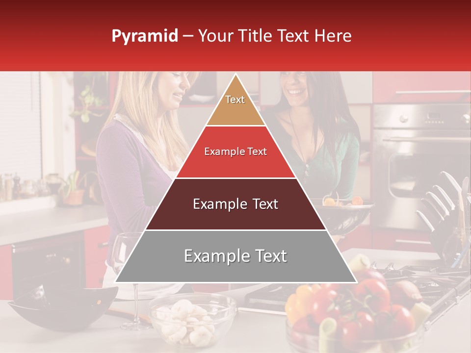 Two Women Standing In A Kitchen Preparing Food PowerPoint Template