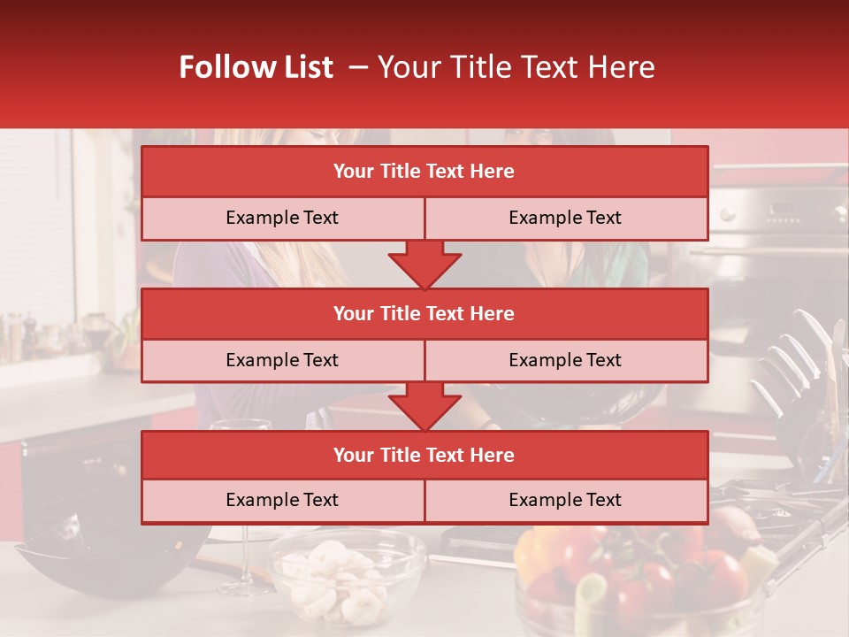 Two Women Standing In A Kitchen Preparing Food PowerPoint Template