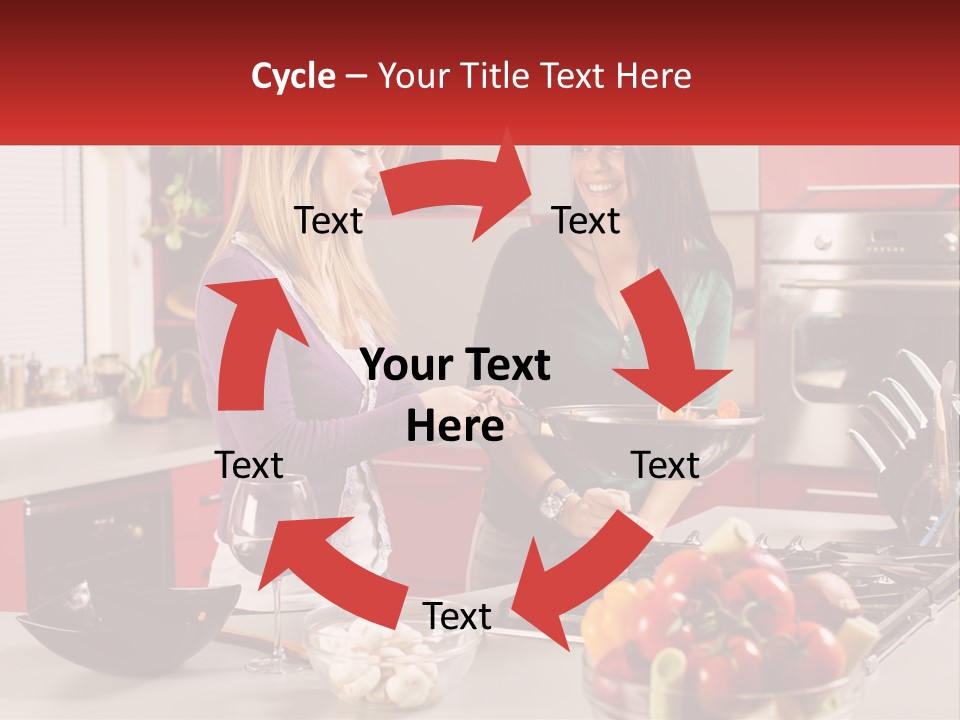 Two Women Standing In A Kitchen Preparing Food PowerPoint Template