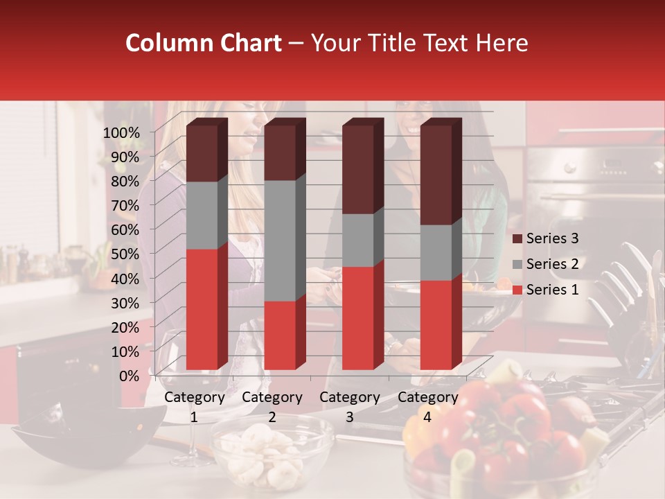 Two Women Standing In A Kitchen Preparing Food PowerPoint Template