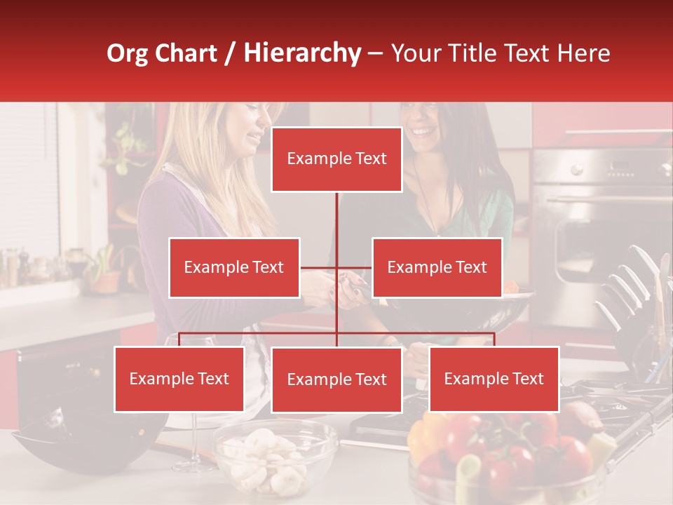Two Women Standing In A Kitchen Preparing Food PowerPoint Template