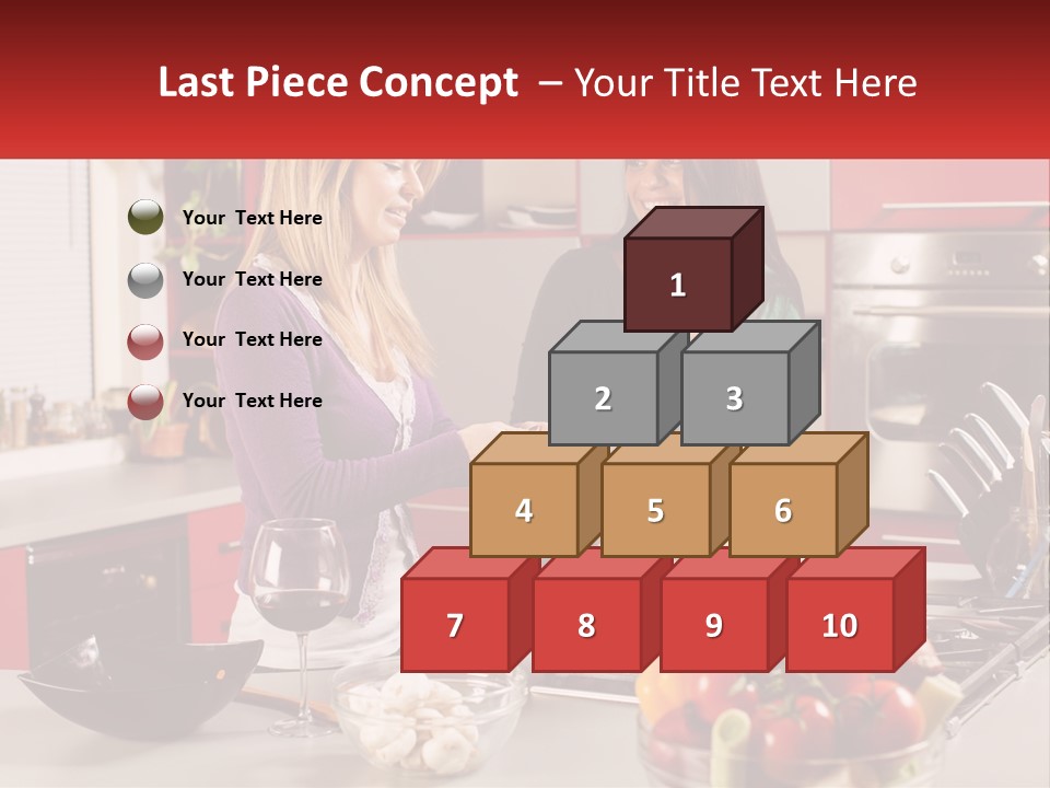 Two Women Standing In A Kitchen Preparing Food PowerPoint Template