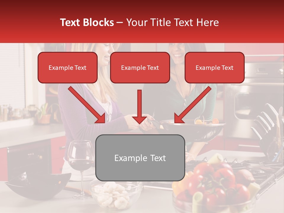 Two Women Standing In A Kitchen Preparing Food PowerPoint Template