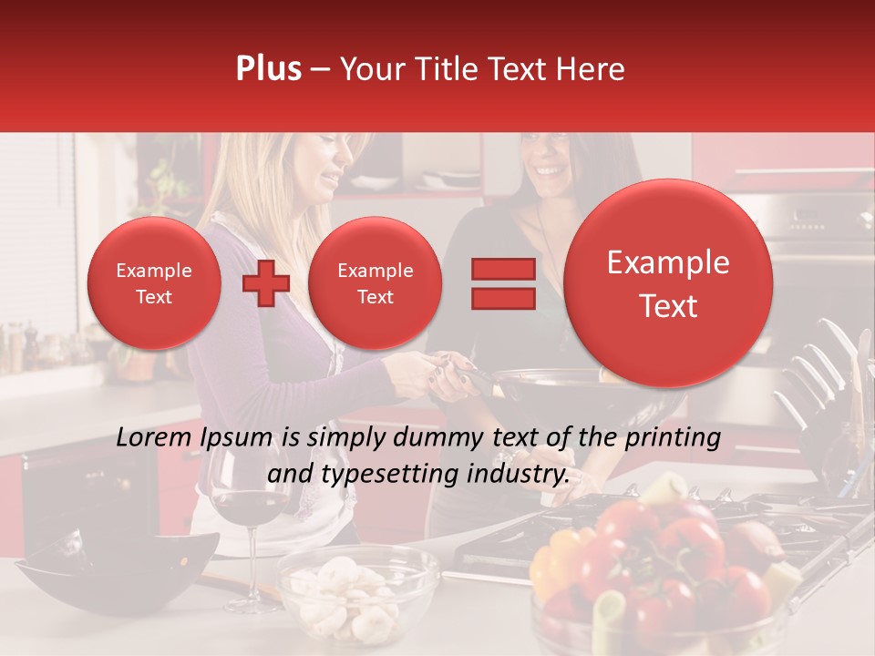 Two Women Standing In A Kitchen Preparing Food PowerPoint Template