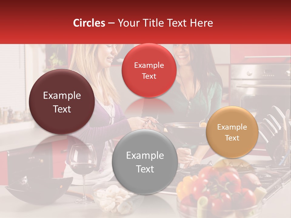 Two Women Standing In A Kitchen Preparing Food PowerPoint Template