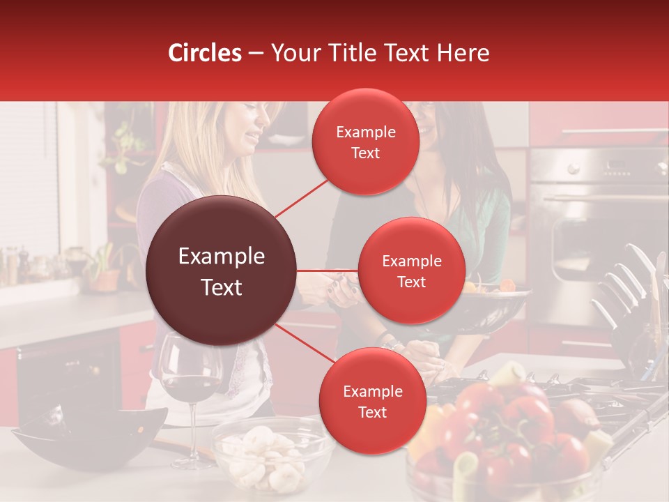 Two Women Standing In A Kitchen Preparing Food PowerPoint Template