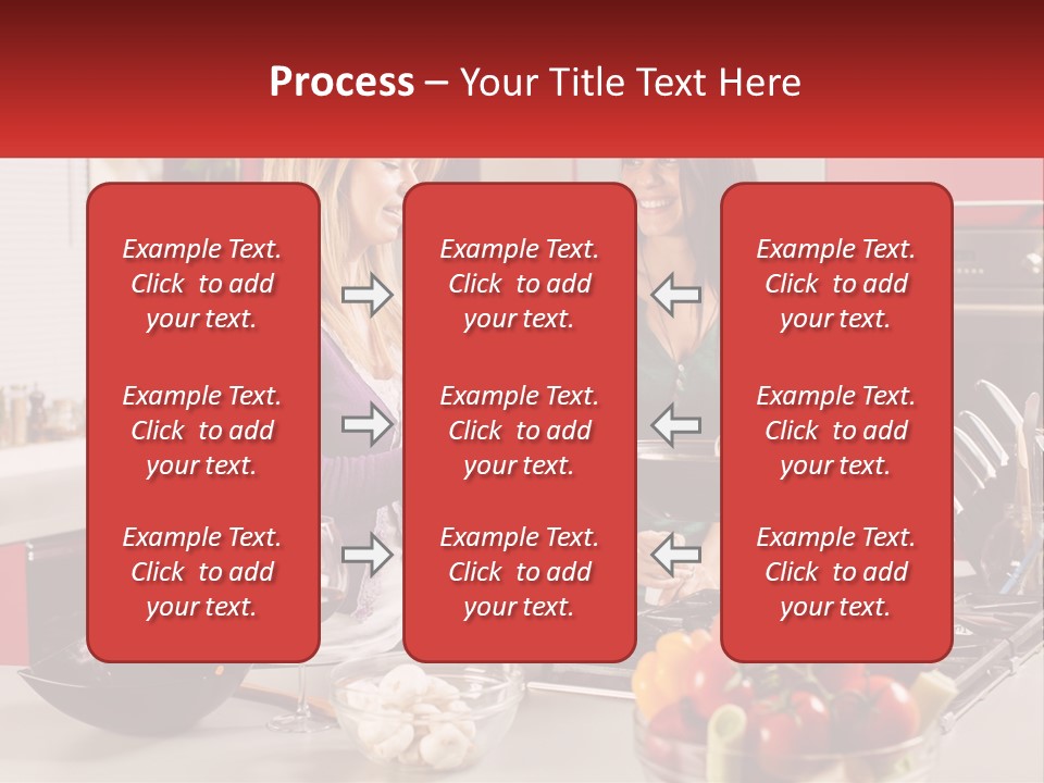 Two Women Standing In A Kitchen Preparing Food PowerPoint Template