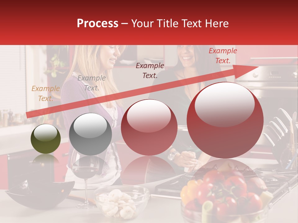 Two Women Standing In A Kitchen Preparing Food PowerPoint Template