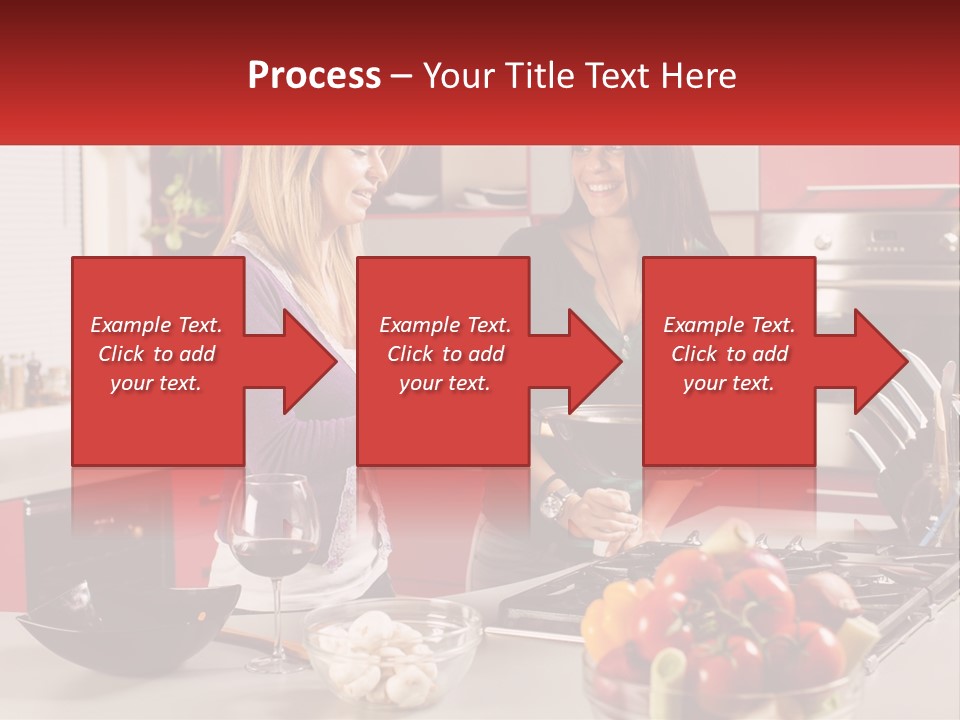 Two Women Standing In A Kitchen Preparing Food PowerPoint Template