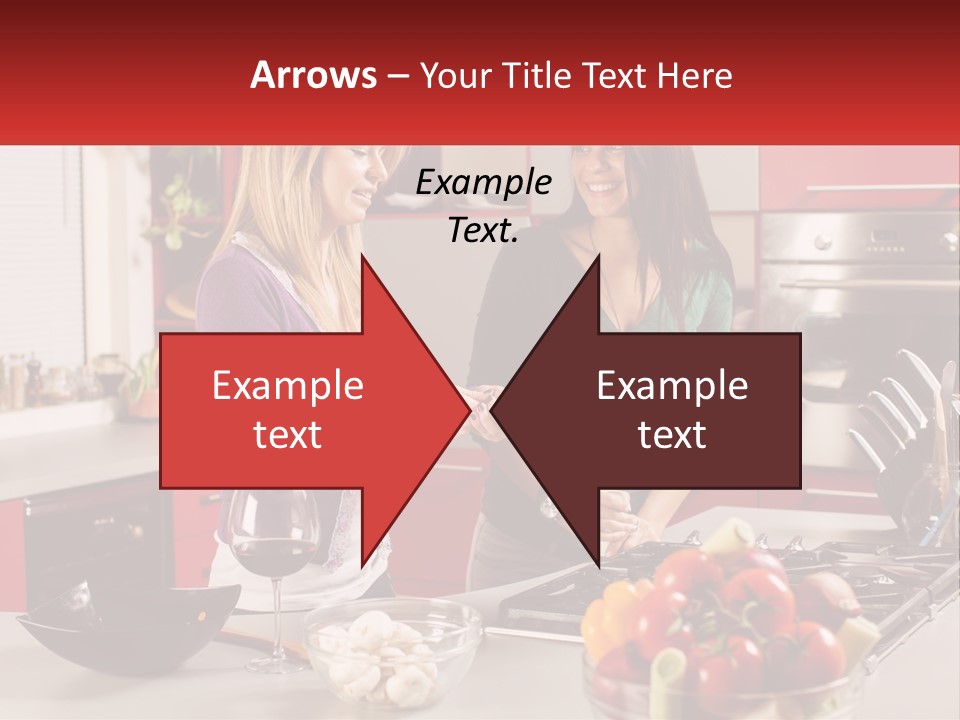 Two Women Standing In A Kitchen Preparing Food PowerPoint Template