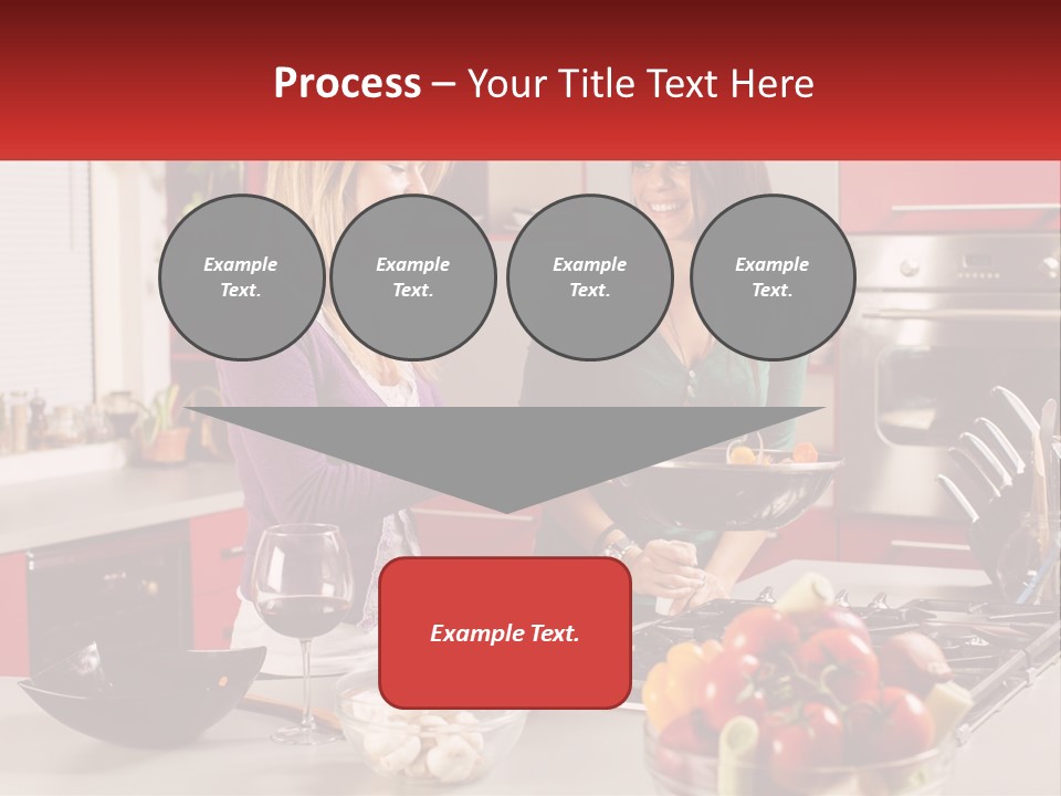 Two Women Standing In A Kitchen Preparing Food PowerPoint Template