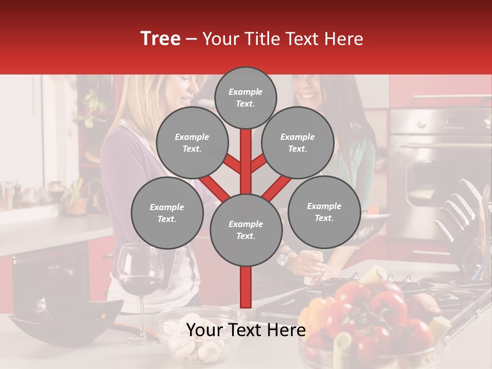 Two Women Standing In A Kitchen Preparing Food PowerPoint Template