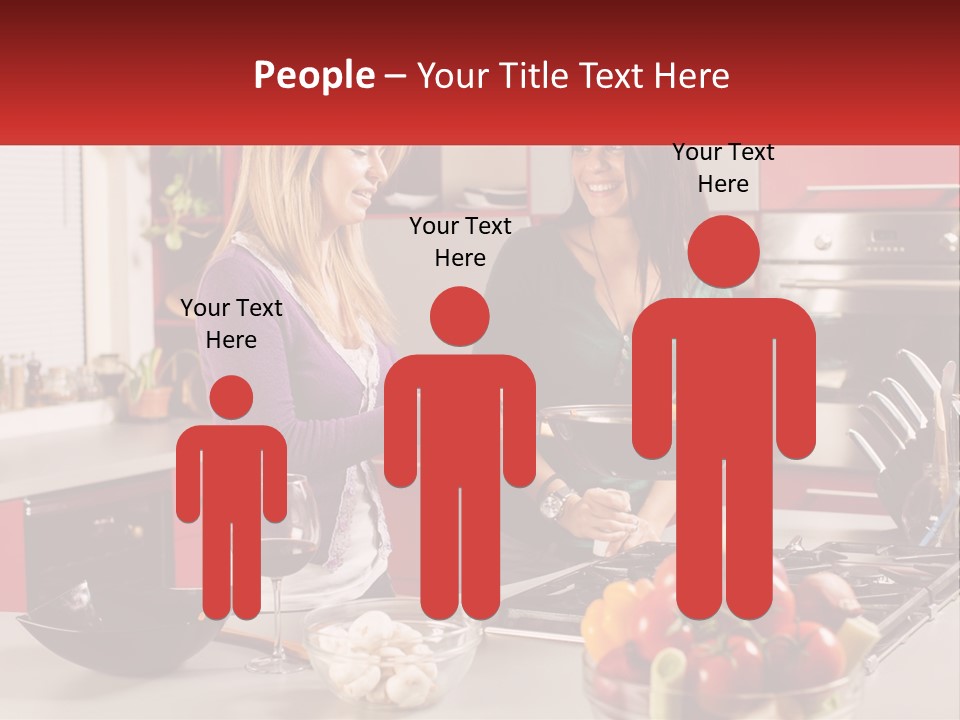 Two Women Standing In A Kitchen Preparing Food PowerPoint Template