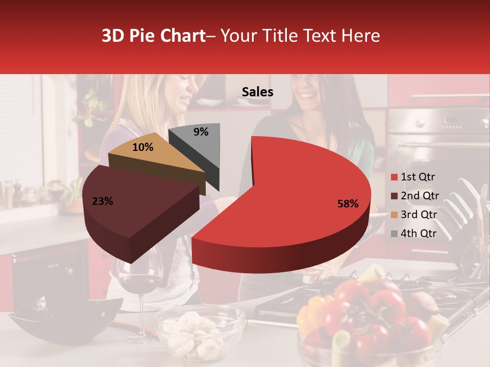 Two Women Standing In A Kitchen Preparing Food PowerPoint Template