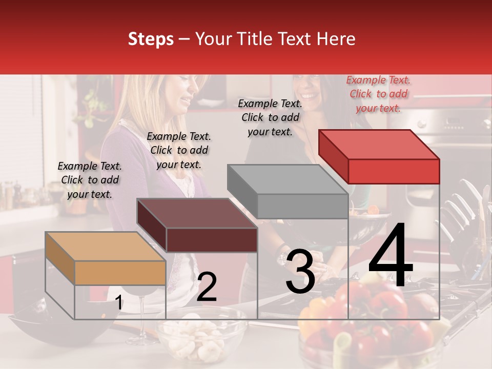 Two Women Standing In A Kitchen Preparing Food PowerPoint Template