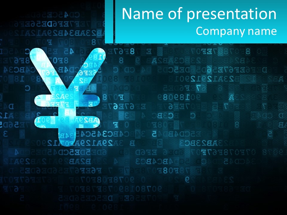 A Blue And Black Background With Numbers And Symbols PowerPoint Template