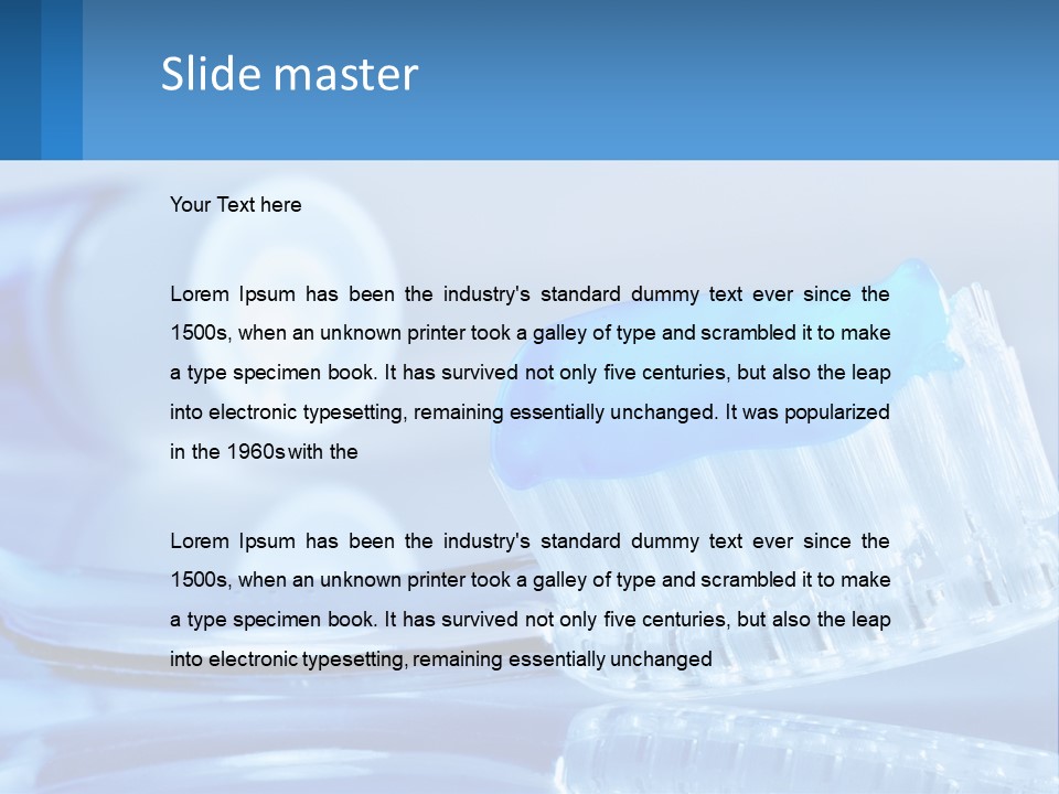 A Toothbrush With A Blue Toothpaste On Top Of It PowerPoint Template