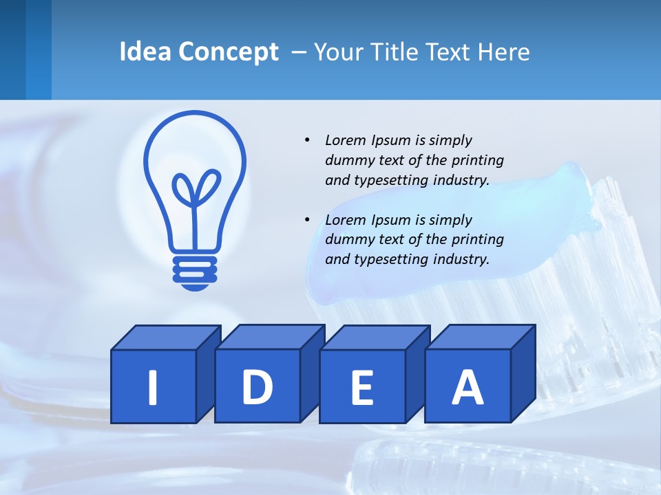 A Toothbrush With A Blue Toothpaste On Top Of It PowerPoint Template