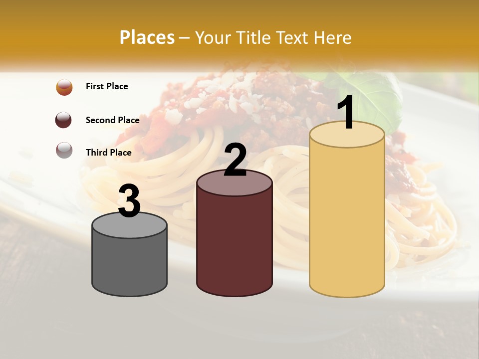 A Plate Of Spaghetti On A Wooden Table PowerPoint Template