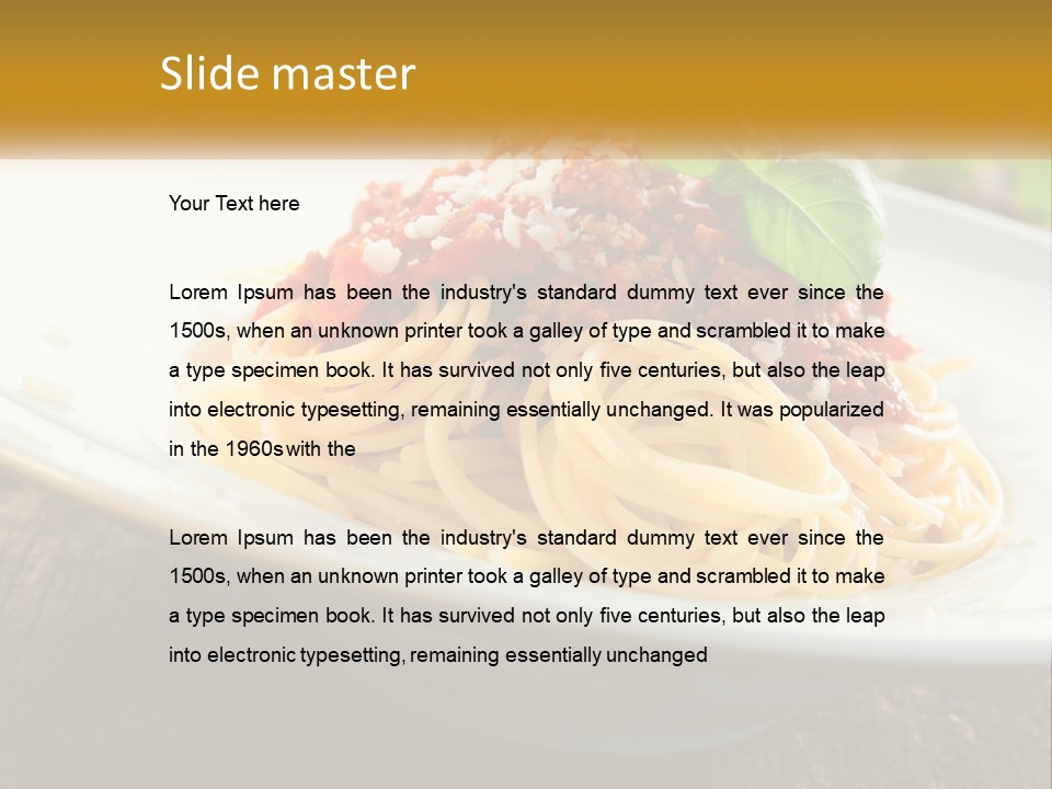 A Plate Of Spaghetti On A Wooden Table PowerPoint Template