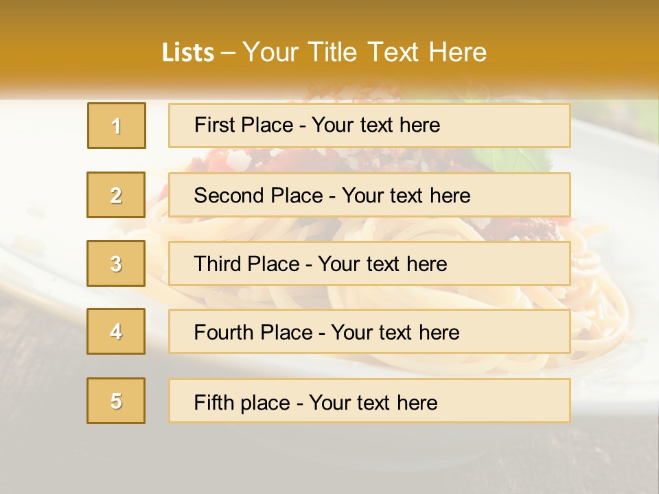 A Plate Of Spaghetti On A Wooden Table PowerPoint Template