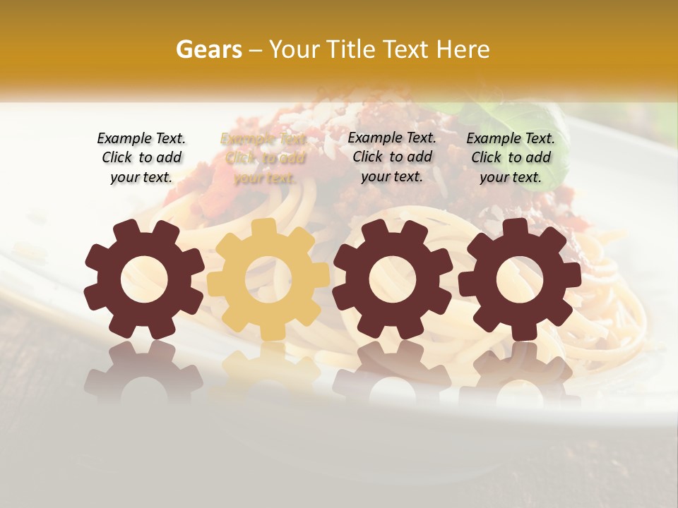 A Plate Of Spaghetti On A Wooden Table PowerPoint Template