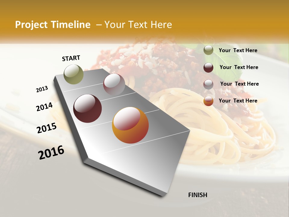 A Plate Of Spaghetti On A Wooden Table PowerPoint Template
