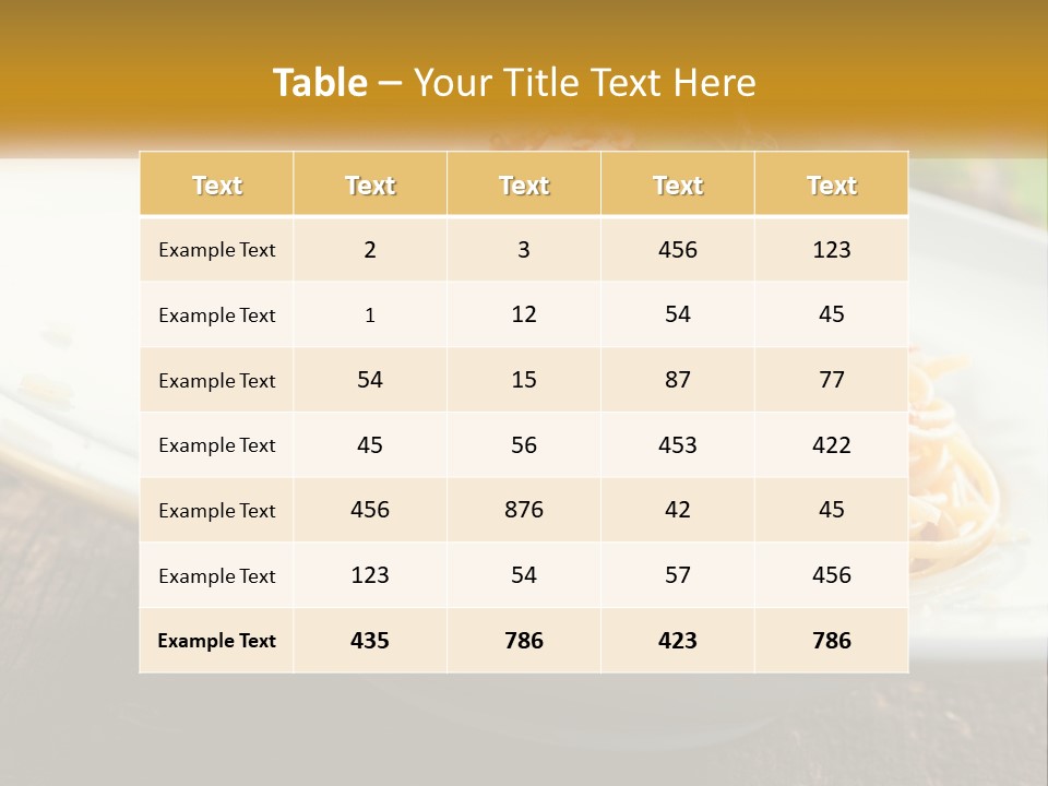 A Plate Of Spaghetti On A Wooden Table PowerPoint Template