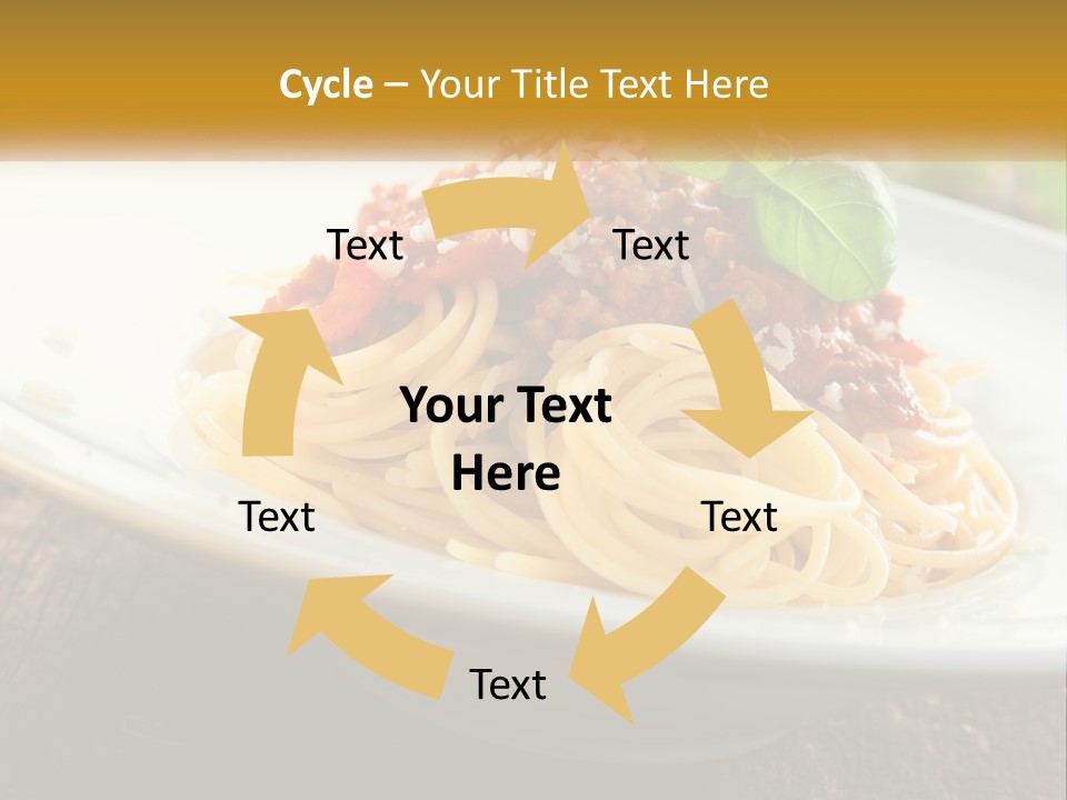 A Plate Of Spaghetti On A Wooden Table PowerPoint Template