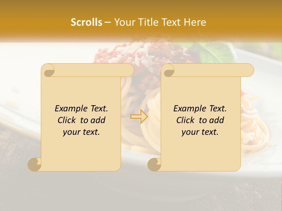 A Plate Of Spaghetti On A Wooden Table PowerPoint Template
