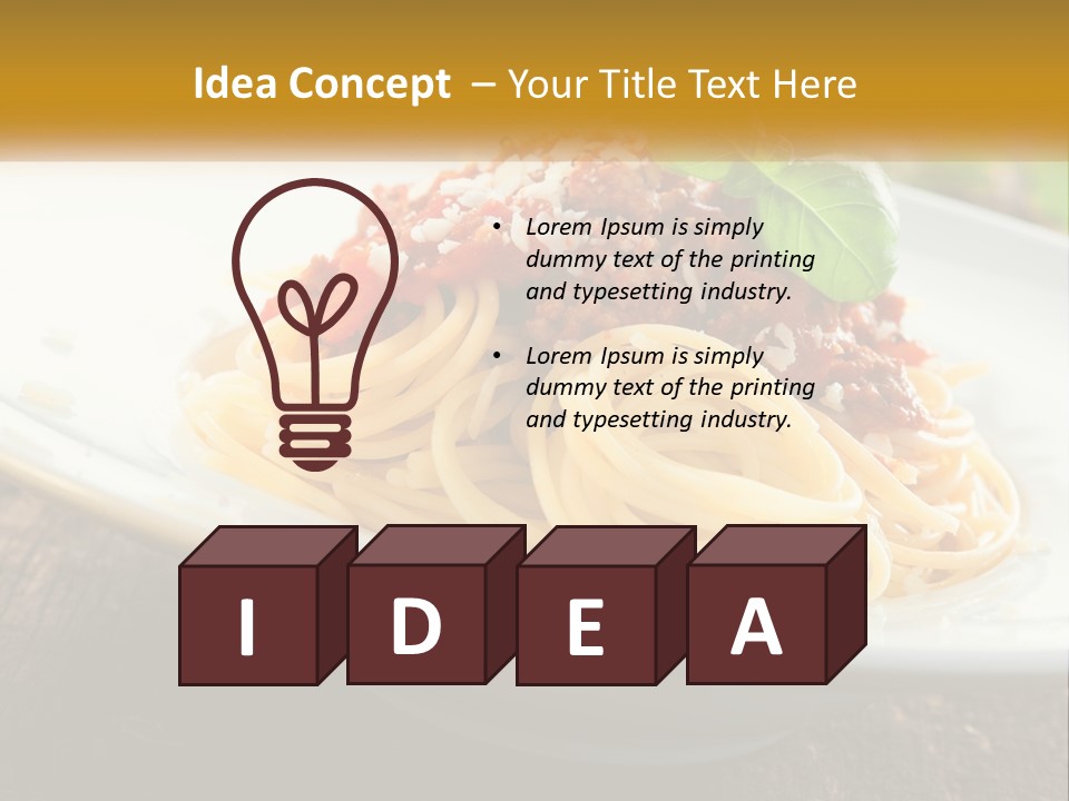 A Plate Of Spaghetti On A Wooden Table PowerPoint Template