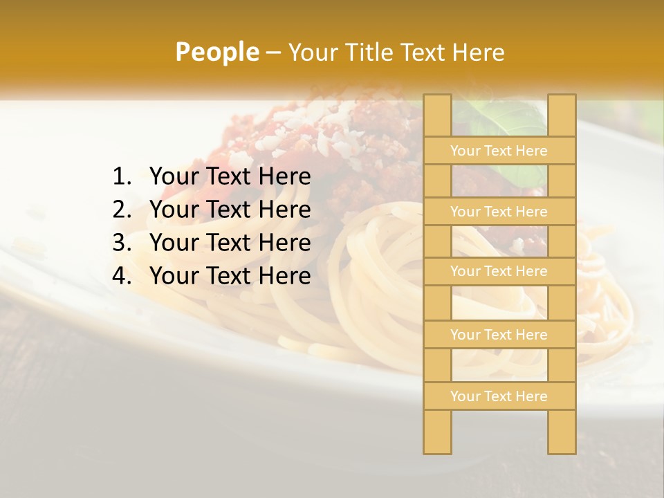 A Plate Of Spaghetti On A Wooden Table PowerPoint Template