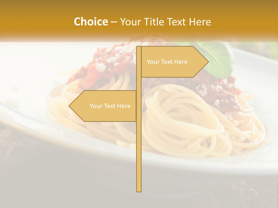 A Plate Of Spaghetti On A Wooden Table PowerPoint Template