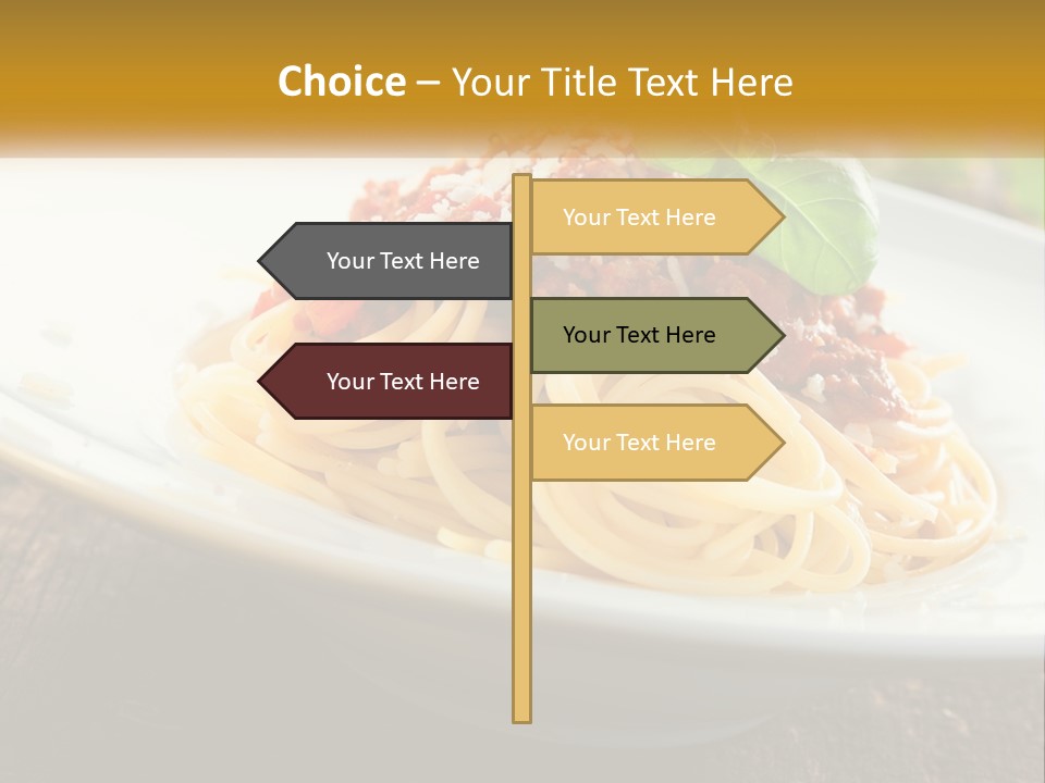 A Plate Of Spaghetti On A Wooden Table PowerPoint Template