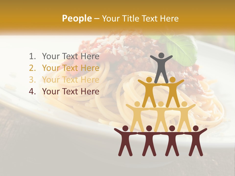 A Plate Of Spaghetti On A Wooden Table PowerPoint Template