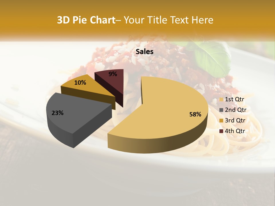 A Plate Of Spaghetti On A Wooden Table PowerPoint Template
