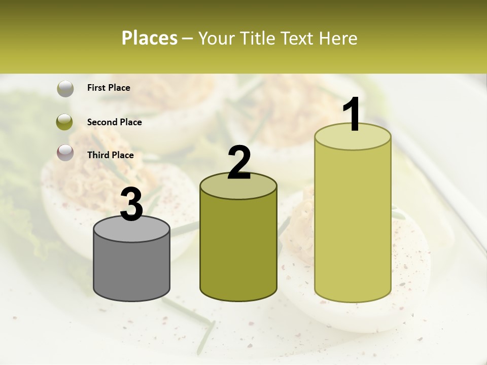 A White Plate Topped With Deviled Eggs Covered In Cheese PowerPoint Template