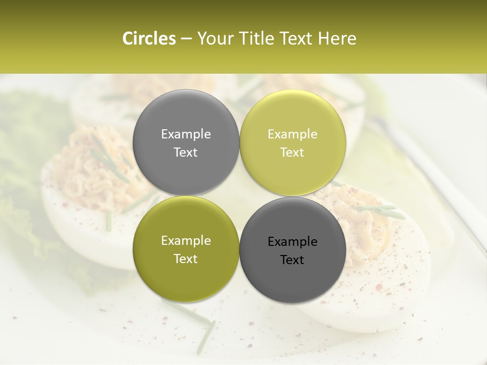 A White Plate Topped With Deviled Eggs Covered In Cheese PowerPoint Template