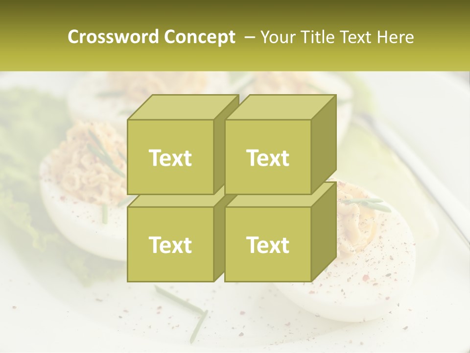 A White Plate Topped With Deviled Eggs Covered In Cheese PowerPoint Template